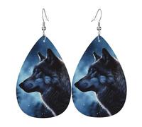 solitaire wolf earrings for women earings leather teardrop double sided earrings lightweight dangle earrings for women ear accessories fashion jewelry birthday gift