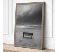 Solitary Bench on Shore Canvas Wall Art Print 30x20 Inch (76 x 51 cm)