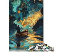 Solitary Boatman Jigsaw Puzzles Puzzles for Adults Kids. 1000 Pieces Great Gifts Challenge Toy Educational Games Home Decoration for Adults& Kids Age 14 Years Up 1000pcs (38x26cm)