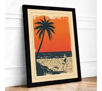 Solitary Coastal Walk Vintage Framed Wall Art Print A4 (29.7×21cm) Black, Wall Decor for Living Room, Bedroom, Office & Home, Ready to Hang, Art Gift