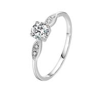 Solitary Engagement Ring 14K White Gold Wedding Bands for Women Au585 Size I 1/2 Stackable for Sister Classic
