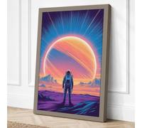 Solitary Explorer Modern Canvas Wall Art Print 24x16 Inch | Taupe