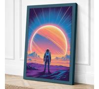 Solitary Explorer Modern Canvas Wall Art Print 24x16 Inch | Teal