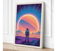 Solitary Explorer Modern Canvas Wall Art Print 30x20 Inch | Cream