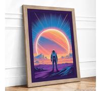 Solitary Explorer Modern Framed Wall Art Print A2 (59.4×42cm) Oak, Wall Decor for Living Room, Bedroom, Office & Home, Ready to Hang, Art Gift
