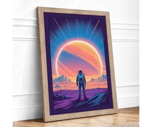 Solitary Explorer Modern Framed Wall Art Print A3 (42×29.7cm) Oak, Wall Decor for Living Room, Bedroom, Office & Home, Ready to Hang, Art Gift