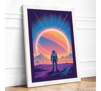 Solitary Explorer Modern Framed Wall Art Print A4 (29.7×21cm) White, Wall Decor for Living Room, Bedroom, Office & Home, Ready to Hang, Art Gift