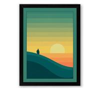 Solitary Figure at Dusk Minimalist Framed Wall Art Print A1 (84.1×59.4cm) Black, Wall Decor for Living Room, Bedroom, Office & Home, Ready to Hang, Art Gift