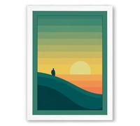Solitary Figure at Dusk Minimalist Framed Wall Art Print A2 (59.4×42cm) White, Wall Decor for Living Room, Bedroom, Office & Home, Ready to Hang, Art Gift