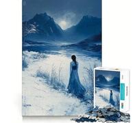 Solitary Figure in Blue Landscape Jigsaw Puzzle for Adults 1000 Pieces Memory Boost Group Play Pattern Assembly Xmas Surprise (38x26cm)