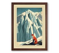 Solitary Figure in Snow Minimalist Framed Wall Art Print A3 (42×29.7cm) Walnut, Wall Decor for Living Room, Bedroom, Office & Home, Ready to Hang, Art Gift
