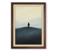 Solitary Figure on Hill Scandinavian Framed Wall Art Print A3 (42×29.7cm) Walnut, Wall Decor for Living Room, Bedroom, Office & Home, Ready to Hang, Art Gift