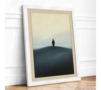 Solitary Figure on Hill Scandinavian Framed Wall Art Print A4 (29.7×21cm)