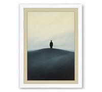 Solitary Figure on Hill Scandinavian Framed Wall Art Print A4 (29.7×21cm) White, Wall Decor for Living Room, Bedroom, Office & Home, Ready to Hang, Art Gift