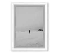 Solitary Figure on Ice Minimalist Framed Wall Art Print A1 (84.1×59.4cm) White, Wall Decor for Living Room, Bedroom, Office & Home, Ready to Hang, Art Gift