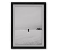 Solitary Figure on Ice Minimalist Framed Wall Art Print A2 (59.4×42cm) Black, Wall Decor for Living Room, Bedroom, Office & Home, Ready to Hang, Art Gift