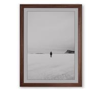 Solitary Figure on Ice Minimalist Framed Wall Art Print A3 (42×29.7cm) Walnut, Wall Decor for Living Room, Bedroom, Office & Home, Ready to Hang, Art Gift