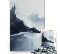 Solitary Figure on Mountain Peak Jigsaw Puzzle for Teenagers 1000 Pieces Reason Skill Toy Calming Play Exact Cut Perfect Present (38x52cm)