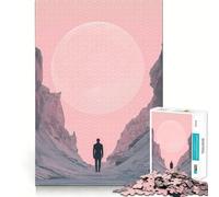 Solitary Figure Under A Giant Moon Jigsaw Puzzle 1000 Piece for Adults Mind Game Toy Peaceful Fun Neat Cut Art Collection Piece (50x75cm)