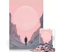 Solitary Figure Under A Giant Moon Jigsaw Puzzle 1000 Piece for Adults Mind Game Toy Peaceful Fun Neat Cut Art Collection Piece (50x75cm)