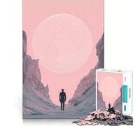 Solitary Figure Under A Giant Moon Jigsaw Puzzles 1000 Pieces for Teenagers Logic Game Warm Time Precise Cut Art Collection Piece (38x52cm)