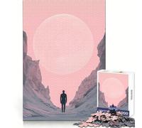 Solitary Figure Under A Giant Moon Jigsaw Puzzles 1000 Pieces for Teenagers Logic Game Warm Time Precise Cut Art Collection Piece (38x52cm)