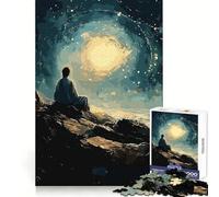 Solitary Figure Under Starry Sky Jigsaw Puzzles 1000 Pieces for Teenagers Raise Memory Easy Leisure Clean Edge Xmas Surprise (50x75cm)