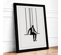 Solitary Swing Minimalist Framed Wall Art Print A4 (29.7×21cm) Black, Wall Decor for Living Room, Bedroom, Office & Home, Ready to Hang, Art Gift