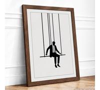 Solitary Swing Minimalist Framed Wall Art Print A4 (29.7×21cm) Walnut, Wall Decor for Living Room, Bedroom, Office & Home, Ready to Hang, Art Gift