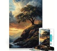 Solitary Tree on Cliff Hard Jigsaw Puzzle for Adults 1000 Pieces Improve Memory Relaxed Mind Sharp Edge Stylish Gift (38x26cm)