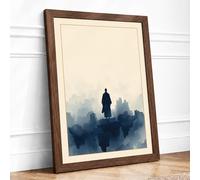 Solitary Vigil Japandi Framed Wall Art Print A4 (29.7×21cm) Walnut, Wall Decor for Living Room, Bedroom, Office & Home, Ready to Hang, Art Gift