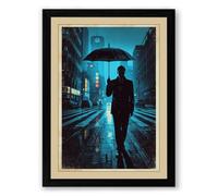 Solitary Walk at Night Modern Framed Wall Art Print A3 (42×29.7cm) Black, Wall Decor for Living Room, Bedroom, Office & Home, Ready to Hang, Art Gift
