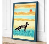 Solitary Wolf at Sunset Boho Canvas Wall Art Print 36x24 Inch