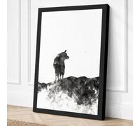 Solitary Wolf Minimalist Canvas Wall Art Print 36x24 Inch
