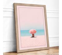 Solitude by the Sea Minimalist Framed Wall Art Print A4 Oak