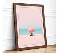 Solitude by the Sea Minimalist Framed Wall Art Print A4 Walnut