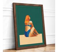 Solitude by the Shore Coastal Framed Wall Art Print A4 (29.7×21cm) Walnut, Wall Decor for Living Room, Bedroom, Office & Home, Ready to Hang, Art Gift