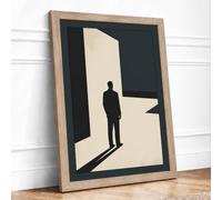 Solitude in Silence Minimalist Framed Wall Art Print A1 Oak