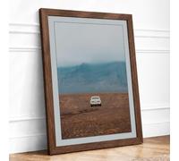 Solitude in the Wasteland Minimalist Framed Wall Art Print A3 (42×29.7cm) Walnut, Wall Decor for Living Room, Bedroom, Office & Home, Ready to Hang, Art Gift