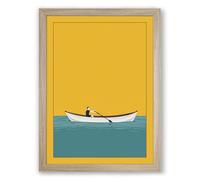 Solitude on Still Water Minimalist Framed Wall Art Print A4 (29.7×21cm) Oak, Wall Decor for Living Room, Bedroom, Office & Home, Ready to Hang, Art Gift