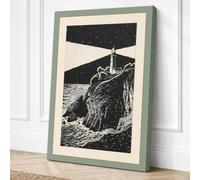 Solitude Under Stars Japandi Canvas Wall Art Print 36x24 Inch (91 x 61 cm)
