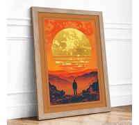 Solitude Under Strange Skies Vintage Framed Wall Art Print A2 Oak