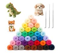 Solivive 36 Colours 3g Felting Wool Set, Needle Felting Starter Kit, Wool Roving, Felting Supplies with 3 Felting Needles & 1 Needle Case for DIY Craft, Art Projects, Gift Making