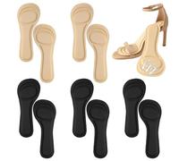 Solivive 6 Pairs High Heel Inserts Women, 3/4 Length Adhesive Insoles for Sandals, Cushion for Heel and Ball of The Foot, Women Thin Shoe Insoles for High Heels, Pumps, Open Toes, Flats (Black+Beige)