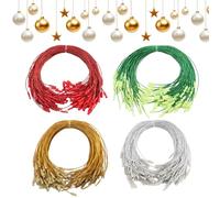 Solivive 800 PCS Christmas Ornament Hangers String, Ornament Hangers with Snap Lock Christmas String for Christmas Trees, Small Ornaments, Gifts, Label Hanging Bauble Hooks(Gold+Silver+Red+Green)