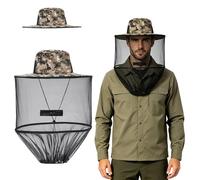 Solivive Mosquito Head Net, Bee Suit with Removable Face Cover, Midge Net for Head, Sun Hat with Neck Protection, in Camo for Beekeeping, Fishing, Camping, Hiking, Gardening