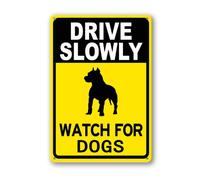 Soliyoahee Drive Slowly Watch For Dogs Sign 20×30cm Sturdy Aluminum Metal Signs Rust Free Metal Wall Decor for Yard Backyard Porch Patio