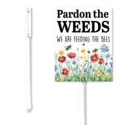 Soliyoahee Pardon The Weeds We're Feeding The Bees Yard Sign with Stakes 20x30cm Sturdy Aluminum Outdoor Decor Signs Bee Decorations for Lawn Yard Garden Easy to Install