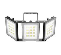 SOLLA-2025 Lite 150W LED Outdoor Floodlight, 15000LM, 6000K Daylight White IP66 Waterproof, 3 Heads Adjustable Outdoor Security Lighting for Parking Lots, Courtyards, Gardens-Black