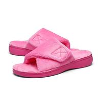 SOLLBEAM Women's Plantar Fasciitis Fuzzy House Orthopedic Adjustable Slippers With Arch Support Orthotic Heel Cup Sandals For Ladies, Pink01, 11 UK
